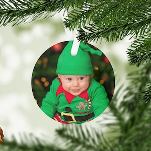 Ornement cercle en métal personnalisé - Ornement de Noël en métal - Ornement photo en métal - Ornement de Noël personnalisé - Ajoutez votre propre photo et texte