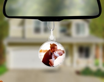 Personalized Car Photo Ornament: Custom Rearview Mirror Accessory