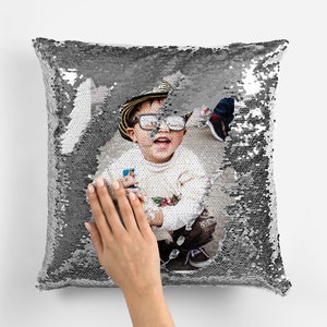 Silver sequin personalized magic pillow outlet