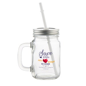 Custom Printed 12oz Mason Jars - Personalized Clear Mason Jar - Full Color Printed Mason Jar - Custom Mason Jar with Lid and Reusable Straw