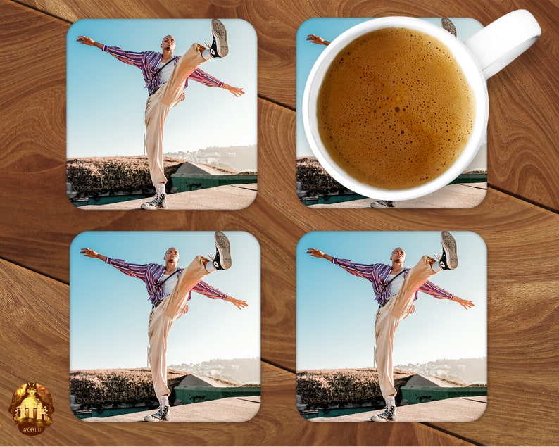 Custom Hardboard Coasters Photo Coasters Personalized Photo Coasters Add Your Own Photo Logo /& Text Personalized Barware