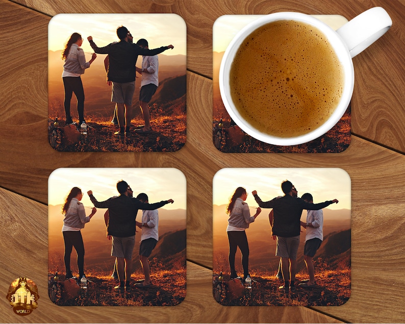 Custom Hardboard Coasters Photo Coasters Personalized Photo Coasters Add Your Own Photo Logo /& Text Personalized Barware