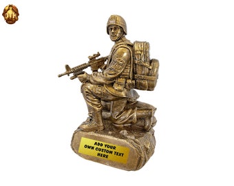 Custom 10" Military Soldier Trophy - Personalized Soldier Trophy - Paintball League Award - Custom Military Gift - Add Your Own Text & Logo