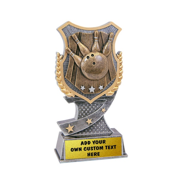 Aangepaste 7 "Bowling Shield Award - Gepersonaliseerde Bowling Trophy - Custom Bowling Award - Bowling Fan Gift - Voeg uw eigen tekst of logo toe