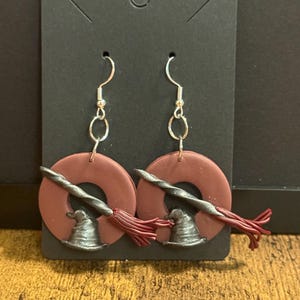 Witch Hat and Broom Earrings