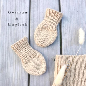 Baby mittens pattern | mittens knit flat pattern | baby gloves | thumbless baby mittens | 0-24 | newborn knit on straight needles | English