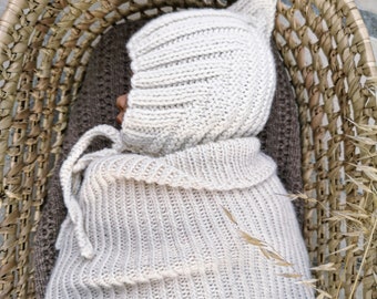 Knitting Pattern easy knit Pixie hat for Baby and children | preemie baby elf hood | gnome hat | Englisch, French, German