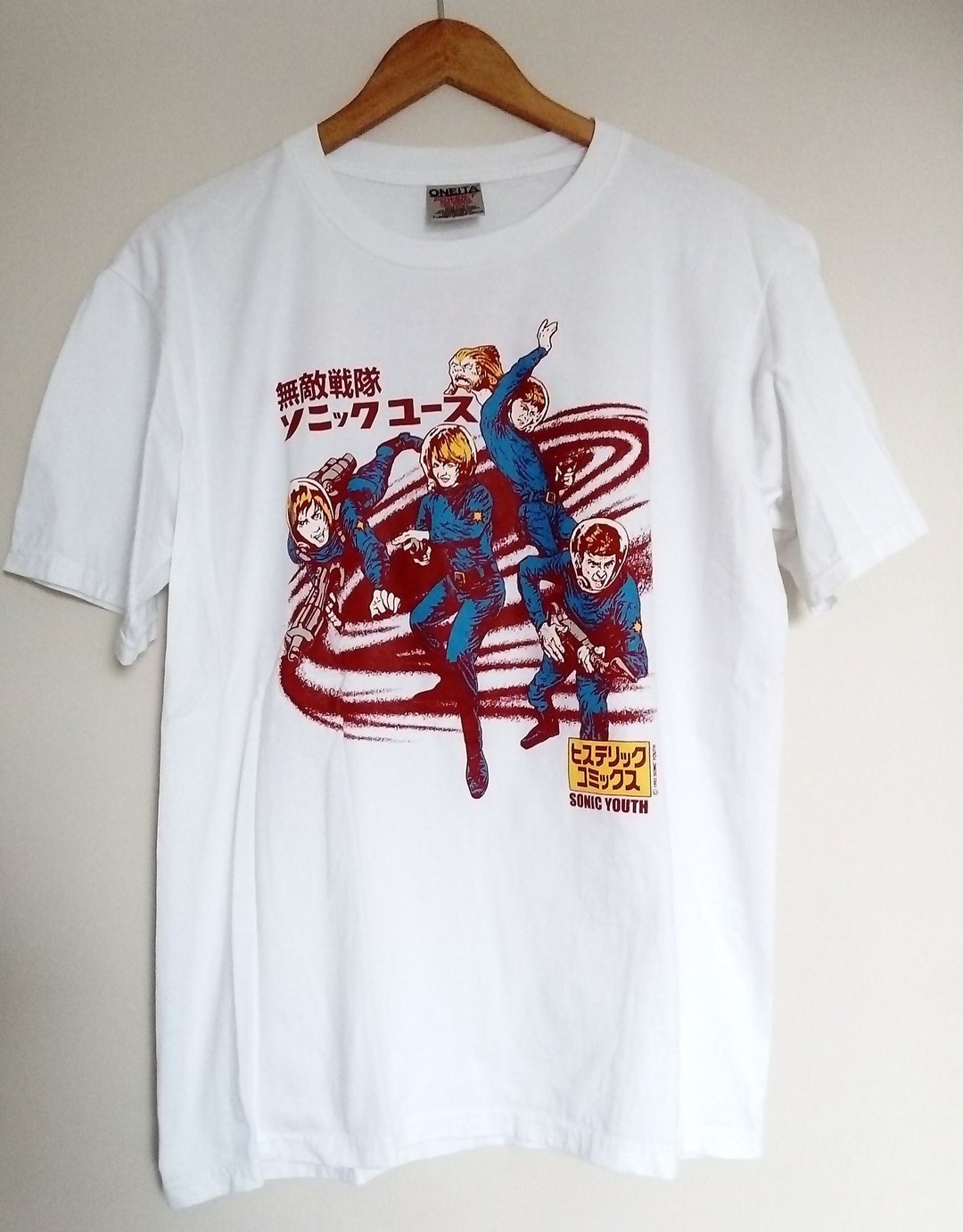 T-shirt Vintage Sonic Youth Années 90 1992 - Taille M, Vert, Rare, Occasion Très Bon état
