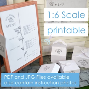printable cake boxes, packaging, bakery and cafe equipment Dolls scale 1/6 digital download for miniature dollhouse and diorama