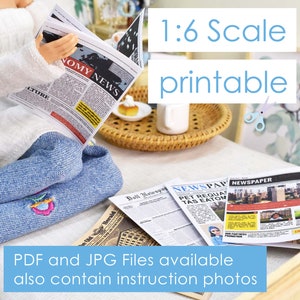 Dolls Miniature Printable Newspapers for Fashion Dolls, 5 Different Styles 1/6 Digital Download for Dollhouse and Diorama