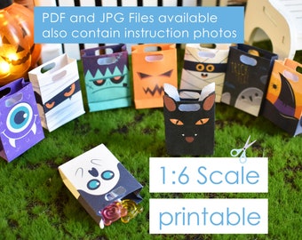 Halloween candy bag for dolls 1/6 printable bag