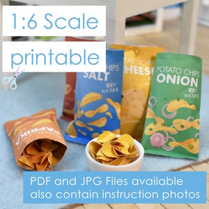 Doll miniature 19 different chips and tortilla packages chips and tortillas 1:6 for fashion dolls food snacks 1/6 miniature