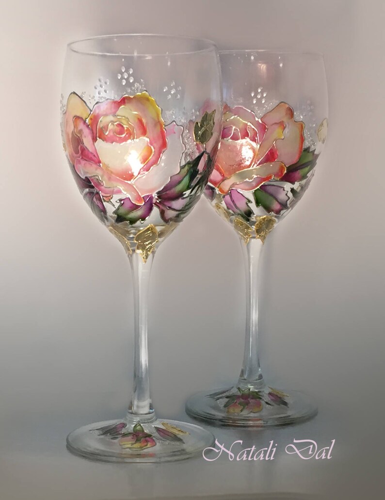 Mariage verres peint à la main verrerie verre Decor Etsy