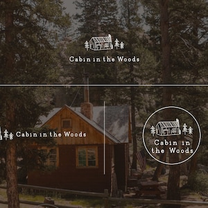 Cabin in the Woods Premade Kit Logo Design Pack Blogger Nature Outdoor Wood Illustration  Organic Watermark Logo Package Adventure Bloggers