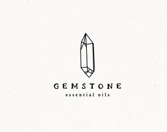 Premade Gemstone Logo Design, Watermark Logo for Business or Website, Gem Crystal Stone Rustic Logo, Logo Maker and Branding, Spiritual Logo