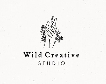 Premade Botanical Logo Design, Floral Branding, Logo Design Package Kit, Hands Clipart, Photography Florist Brand Identity, Business Logo