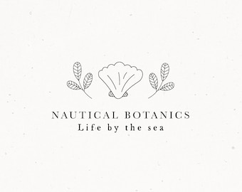 Nautical Premade Logo Design for Blogger, Botanical Sea Photography Watermark, Organic Natural Branding Kit Boutique Shop or Photographer