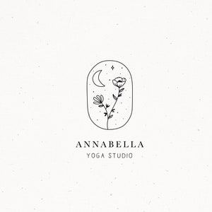 Premade Moon Logo Modern Branding Pakket, Kleine Bedrijven Boho Yoga Fotografie Logo Design, Bloemen Logo voor Blog of Etsy Branding