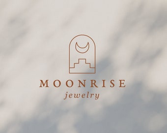 Moon Logo Design, Celestial Premade Logo, Jewelry Brand, Bohemian Logo, Jewellery Design Branding, Boho Brand, Minimal Logo Design