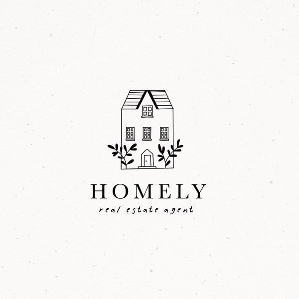 Diseño de logotipo prefabricado de bienes raíces, Relator Interiors House Pre made Branding, Estilo de vida prefabricado dibujado a mano Cottage B & B Holiday Realtor Minimal