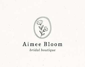 Bridal Boutique Logo, Premade Logo Design, Floral Wedding Watermark Logo, Feminine Logo, Minimal Modern Logo Design, Flower Logo