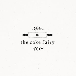 Premade Logo Design Bakery Cake Shop Food Baking Foodie Pastry Cupcakes Cakes Patisserie Restaurant Desserts Rustic Hand drawn Branding