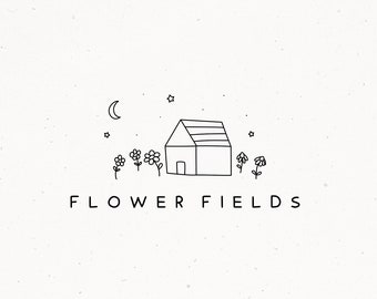 Bloem Logo, Premade Logo Ontwerp, Boerderij Logo, Logo Stempel, Bloem Clipart, Rustieke Handgetekende Branding, Botanische Illustratie