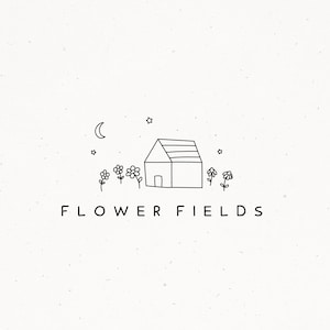 Flower Logo, Premade Logo Design, Farmhouse Logo, Logo Stamp, Flower Clipart, Rustic Hand Drawn Branding, Botanical Illustration