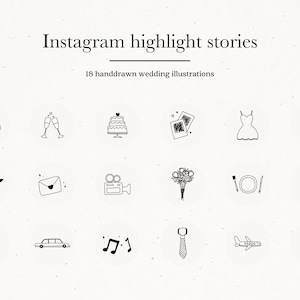 Wedding Instagram Story Highlight Icon Covers, Wedding Planning Icons IG Cover Stories, Marriage Insta Social Media Kit Templates Lifestyle