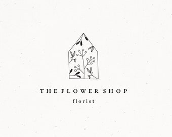 Premade Flower Shop Logo, Local Business Branding, Small Business Brand, Rustic Logo Design, Nature Natural Growing Botanical House Home