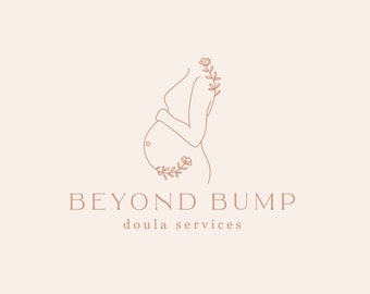 Doula Logo Design, Feminine Pregnant Belly, Lactation Consultant, Birth Services Logo, Motherhood Newborn Pregnancy Photography Logo