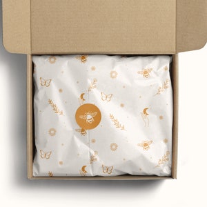 Digital Tissue Paper Design, Branded Tissue Paper, Product Wrapping Paper PDF, Branding Stationery, Packaging Design, Bee Butterfly Pattern image 3