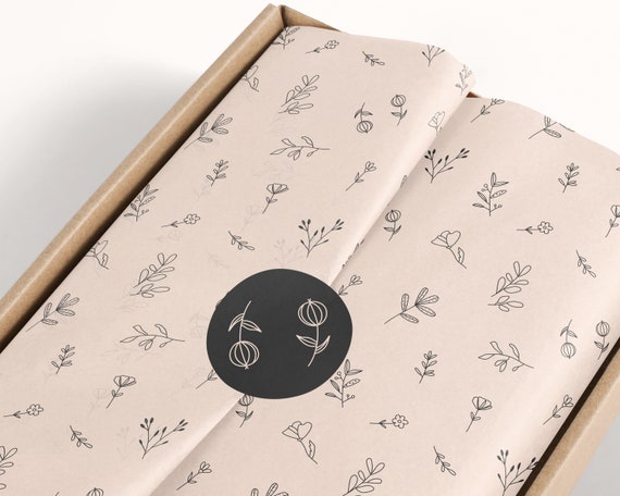 Product Wrapping Paper Branded Tissue Paper Digital Tissue Paper Design Branding Stationery Packaging Design Floral Botanical Pattern Etsy
