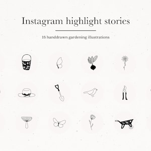 Story Highlights Covers Icons for Instagram Social Media Garden Illustrations Branding Template Graphic Gardening Tool Buttons Minimal