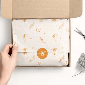 Digital Tissue Paper Design, Branded Tissue Paper, Product Wrapping Paper PDF, Branding Stationery, Packaging Design, Bee Butterfly Pattern image 5