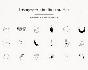 Black & Gray Instagram Story Highlight Icons Covers Magical for Social Media Kit Templates Lifestyle Magic Witchcraft Alternative