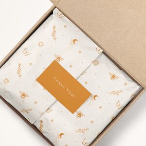 Digital Tissue Paper Design, Branded Tissue Paper, Product Wrapping Paper PDF, Branding Stationery, Packaging Design, Bee Butterfly Pattern image 2