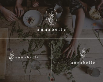 Premade Logo Set Olive Branch Branding Logo Design Nature Laurel Leaf Watermark Minimalist Design Photography Bohemian Package SmallBusiness