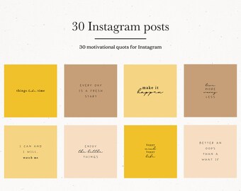 Motivational Quote Posts for Instagram, 30 Mustard Brown Instagram Posts,Instagram Template Kit for Instant Download, Nature Instagram