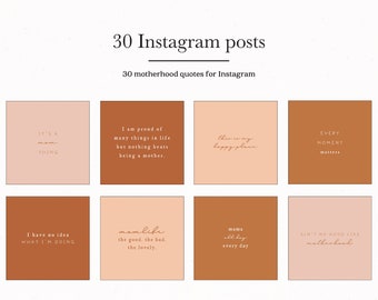 Motherhood Quotes for Instagram Posts, Mom Mother Posts for Insta Template Bundle, Terracotta Mama IG Presets Type Mum Quotes Social Media