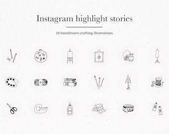 Instagram Story Highlight Icons, Hand drawn Crafting Covers, Social Media Artist Illustrations, Arts and Crafts Organic Clipart