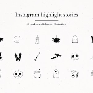Halloween Black & Gray Instagram Story Highlight Icons Covers Fall for Social Media Kit Templates Spider Ghost Autumn Trick or Treat