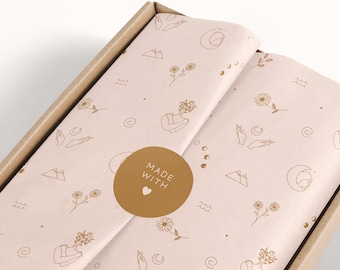 Digital Tissue Paper Design, Branded Tissue Paper, Product Wrapping Paper PDF, Branding Stationery, Packaging Design, Bee Butterfly Pattern