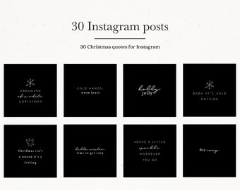 Social Media Quotes Black, Christmas Instagram Templates, Black Social Media Graphics Pack, Winter Holiday Season Social Media Post Pack