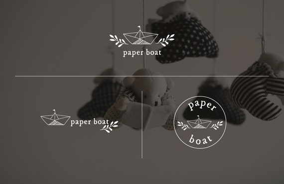 Premade Paper Boat Logo Set, Kids Boutique Branding Kit