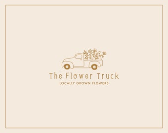 Flower Truck Logo, Flower Farm Logo, Floral Logo Design, Home Grown, Small Business, Truck Logo, Unique Logo Design, Simple Logo Design