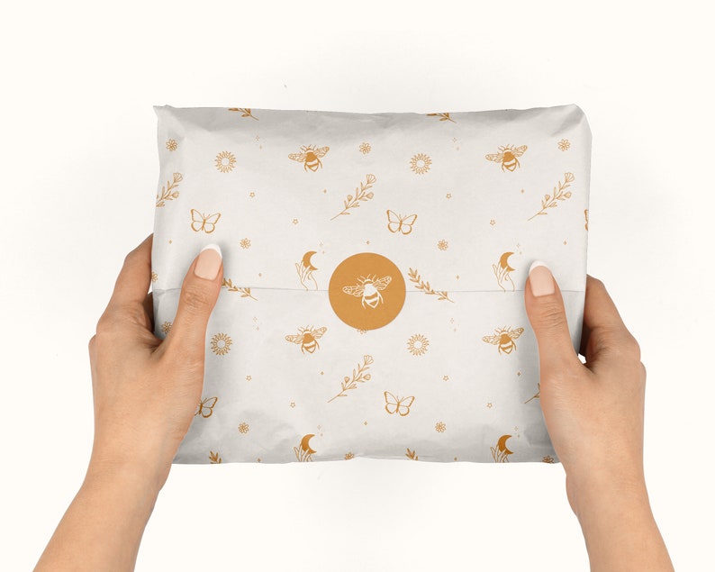 Digital Tissue Paper Design, Branded Tissue Paper, Product Wrapping Paper PDF, Branding Stationery, Packaging Design, Bee Butterfly Pattern image 4
