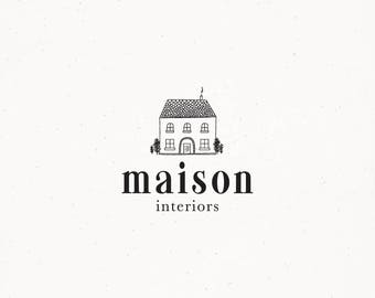 Home Brand Design Business Logo Interiors House Branding Pre made Hand Drawn Premade Lifestyle Cottage B&B Holiday Realtor Minimal