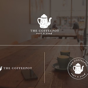 Premade Logo Branding Set Coffee Cafe Bakery Shop Food Store Designer Watermark Graphic Design Tea Room Professional Handmade Pre-made
