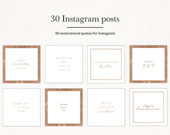 Instagram Post Template Rose Gold, Motivational Quote Instagram Social Media Posts, Instagram Posts Set Pack Rose Gold Quotes Design